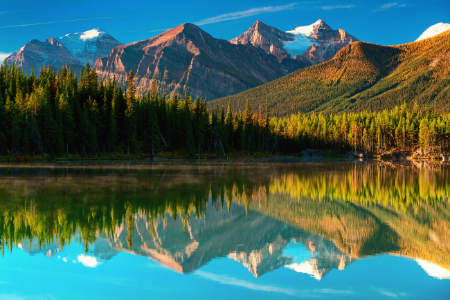Обои картинки фото природа, пейзажи, лес, горы, канада, озеро, herbert