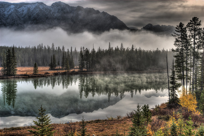Обои картинки фото природа, реки, озера, горы, лес, река, туман