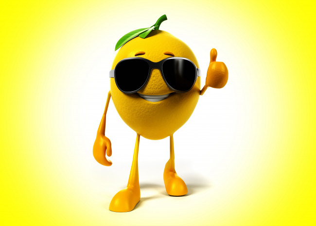 Обои картинки фото 3д графика, юмор , humor, очки, улыбка, glasses, smile, lemon, background, класс, фон, лимон, class