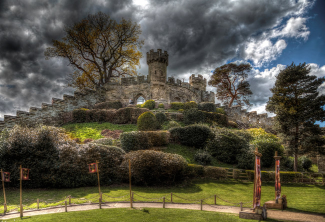 Обои картинки фото warwick castle, города, замки англии, замок, холм
