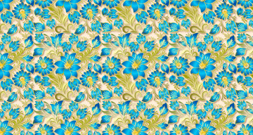 Картинка векторная+графика цветы+ flowers цветы голубой узор золотой