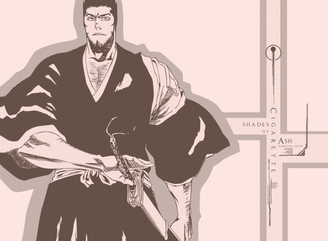 Обои картинки фото аниме, bleach, воин, kurosaki, isshin, меч, shinigami