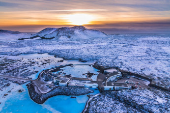 обоя исландия, города, - пейзажи, туризм, лед, снег, гейзеры, озеро, закат, wallhaven, пейзаж, зима, с, высоты, птичьего, полета