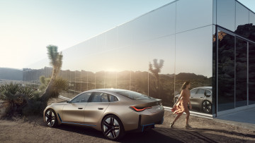 обоя 2021 bmw i4, автомобили, bmw, здание, i4, 2021, седан