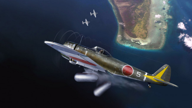 Обои картинки фото авиация, 3д, рисованые, graphic, война, баки, японец, ki43