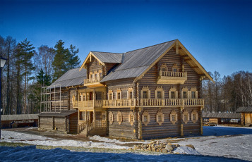 Картинка города здания дома дом деревянный резьба красота