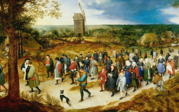 Картинка рисованное живопись Ян брейгель старший жанровая картина свадебное шествие ветряная мельница