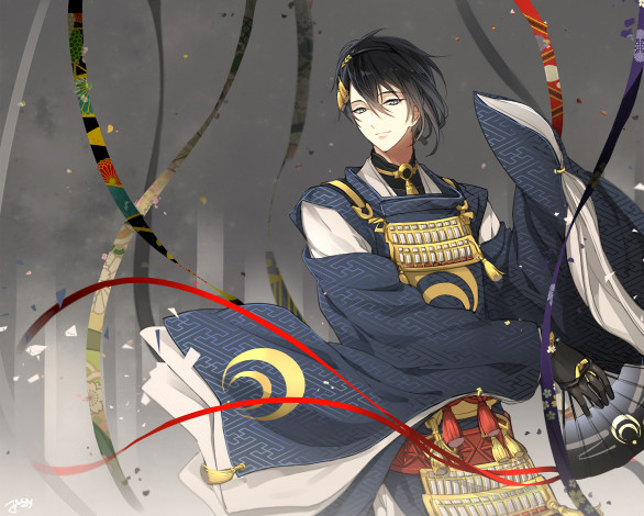 Обои картинки фото аниме, touken ranbu, танец, мечей