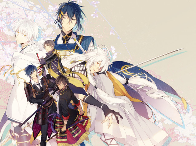 Обои картинки фото аниме, touken ranbu, танец, мечей