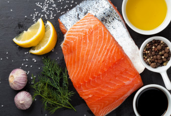Картинка еда рыба +морепродукты +суши +роллы чеснок укроп лимон форель