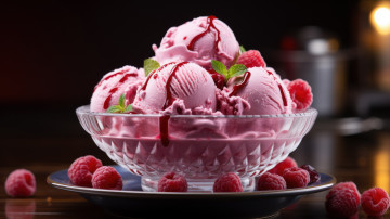 Картинка еда мороженое +десерты малиновое ягоды малина мята