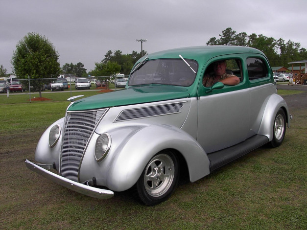 Обои картинки фото 1937, ford, hot, rod, sedan, classic, автомобили, hotrod, dragster