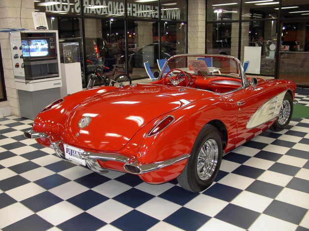 Обои картинки фото 1958, chevrolet, corvette, classic, 03, автомобили, выставки, уличные, фото