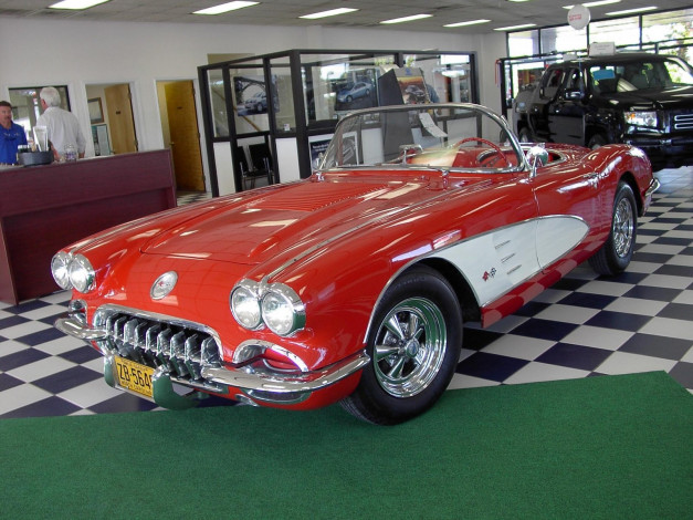 Обои картинки фото 1958, chevrolet, corvette, classic, 04, автомобили, выставки, уличные, фото