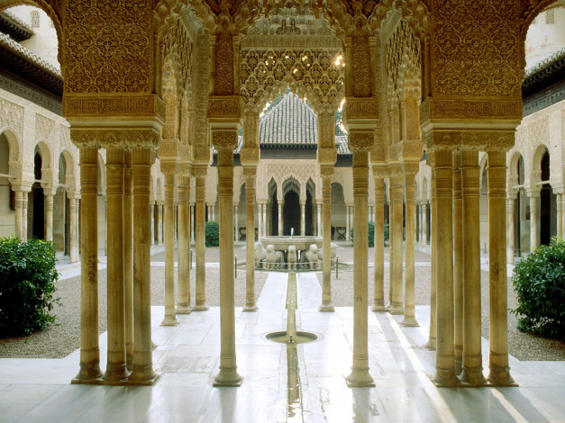 Обои картинки фото court, of, the, lions, alhambra, granada, spain, города