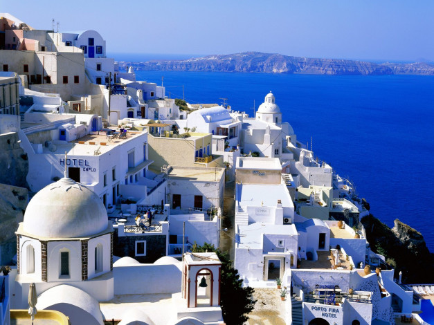 Обои картинки фото fira, santorini, cyclades, islands, greece, города, санторини, греция