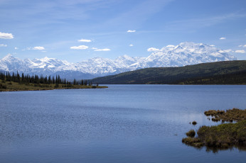 Картинка wonder lake denali national park alaska природа реки озера range национальный парк денали аляска аляскинский хребет озеро вондер горы водная гладь