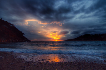 Картинка природа восходы закаты солнце пляж бухта океан