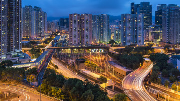 Картинка kowloon+bay +hong+kong города гонконг+ китай небоскребы огни ночь