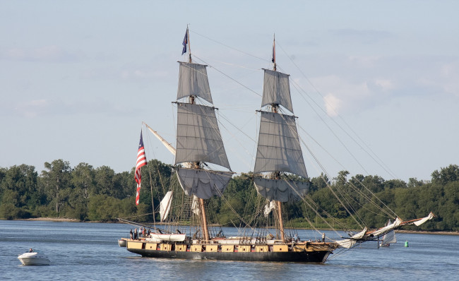 Обои картинки фото brig niagara, корабли, парусники, мачты, море