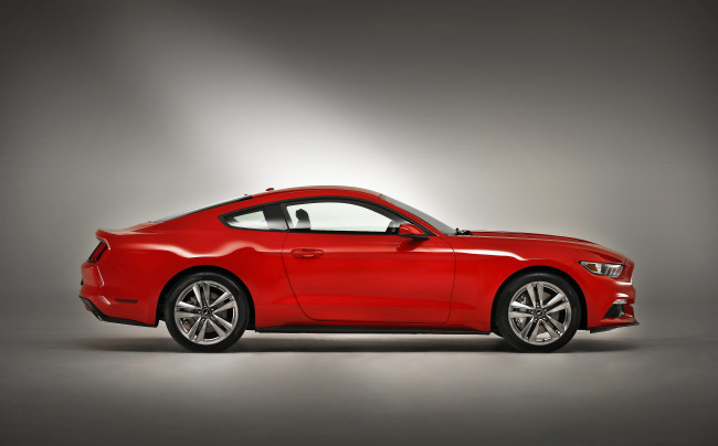 Обои картинки фото автомобили, mustang, ford, красный, 2015, г, fastback