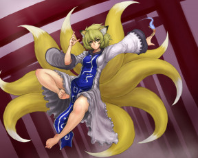 обоя аниме, touhou, фон, взгляд, девушка