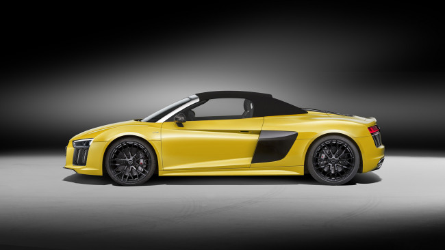 Обои картинки фото audi r8 v10 spyder 2017, автомобили, audi, жёлтый, 2017, spyder, v10, r8