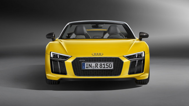 Обои картинки фото audi r8 v10 spyder 2017, автомобили, audi, жёлтый, 2017, spyder, v10, r8