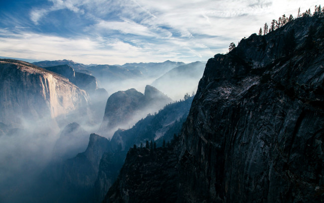 Обои картинки фото природа, горы, туман, вершины