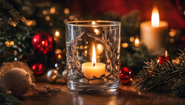 Обои картинки фото праздничные, новогодние свечи, свеча, огонек, подсвечник