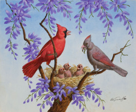 Картинка arthur saron sarnoff рисованные птицы птенцы гнездо