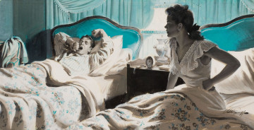 Картинка arthur saron sarnoff рисованные спальня люди мужчина женщина кровати
