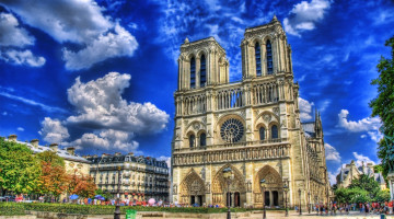 Картинка собор парижской богоматери франция города париж каменный готика небо