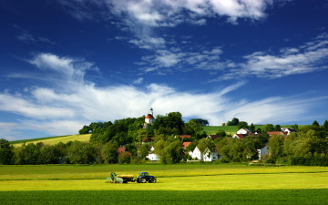 Картинка города пейзажи поле трактор