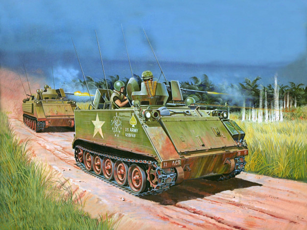 Обои картинки фото рисованные, армия, m-113, бтр, бронетранспортер, armoured, personnel, carrier, сша
