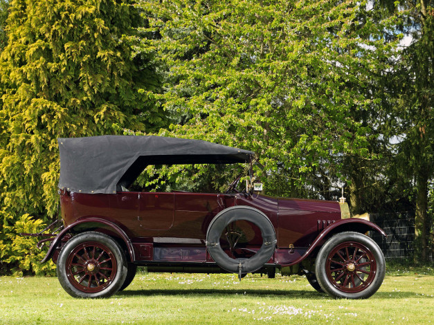 Обои картинки фото автомобили, классика, tourer, 1915, г, вишневый, open, siebensitzer, 22-50, mercedes