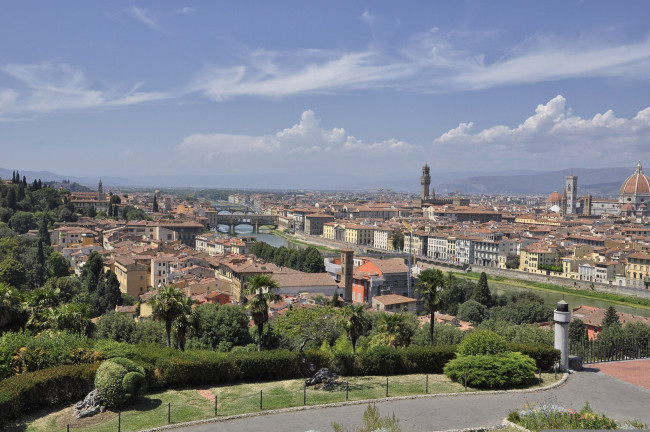 Обои картинки фото города, - панорамы, река, панорама, дома, флоренция, небо, италия, арно