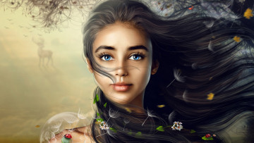 Картинка фэнтези девушки девушка лицо красотка причёска взгляд глаза