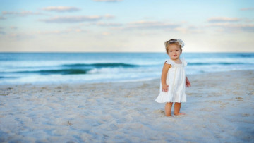 обоя разное, дети, девочка, море, берег, пляж, песок