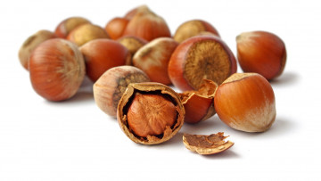 Картинка hazelnuts еда орехи каштаны лесные целые расколотый