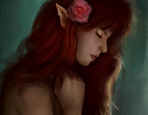 Картинка фэнтези эльфы эльф девушка цветок роза