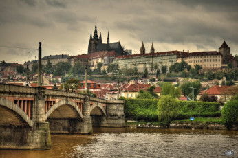Картинка города прага+ Чехия мост река