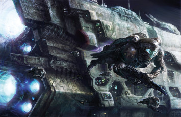 Картинка фэнтези космические+корабли +звездолеты +станции оружие корабль космический астронавты десант