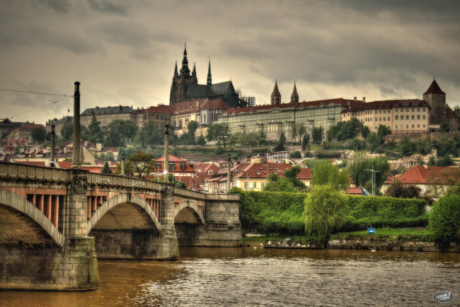 Обои картинки фото города, прага , Чехия, мост, река