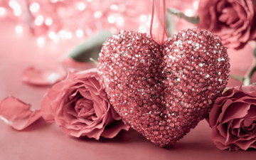 обоя праздничные, день святого валентина,  сердечки,  любовь, valentine's, day, romantic, heart, love, rose, pink, сердце, роза