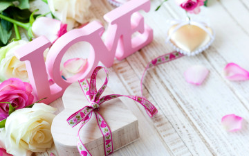 обоя праздничные, день святого валентина,  сердечки,  любовь, valentine's, day, romantic, heart, love, rose, pink, розы, сердце, любовь, романтика