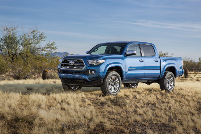 Обои картинки фото автомобили, toyota, 2016г, tacoma, limited, double, cab, синий