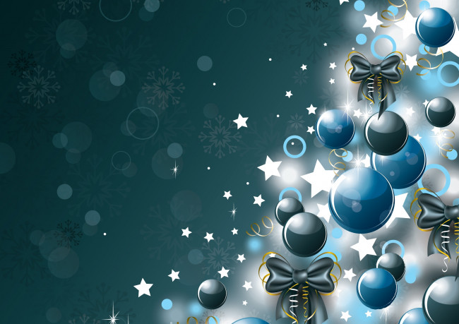 Обои картинки фото праздничные, векторная графика , новый год, шары, new, year, рождество, decoration, balls, christmas, елка, украшения