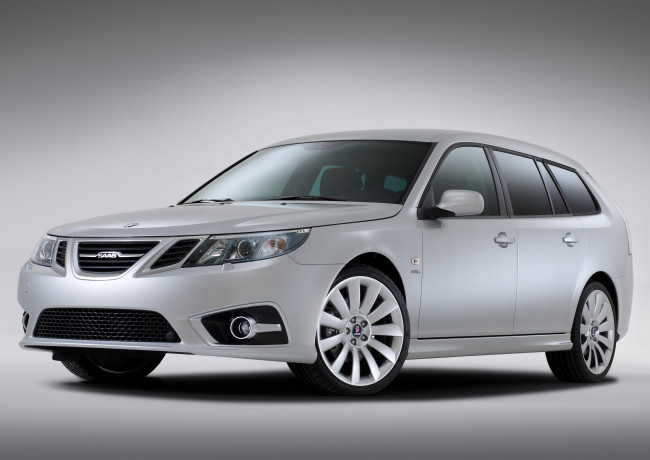 Обои картинки фото автомобили, saab, 9-3, griffin, aero, sport, combi, 2011г, светлый