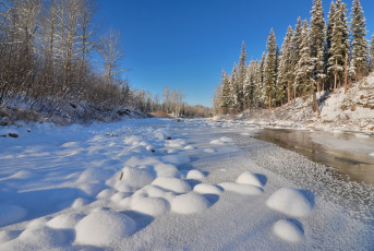Картинка природа зима река лес